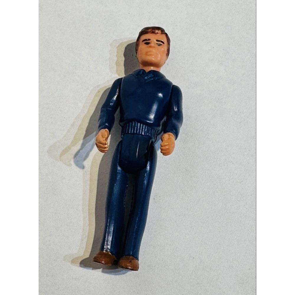 VTG 1985 Fisher Price Adventure People Construx Male Figure Blue Suit 2.75"